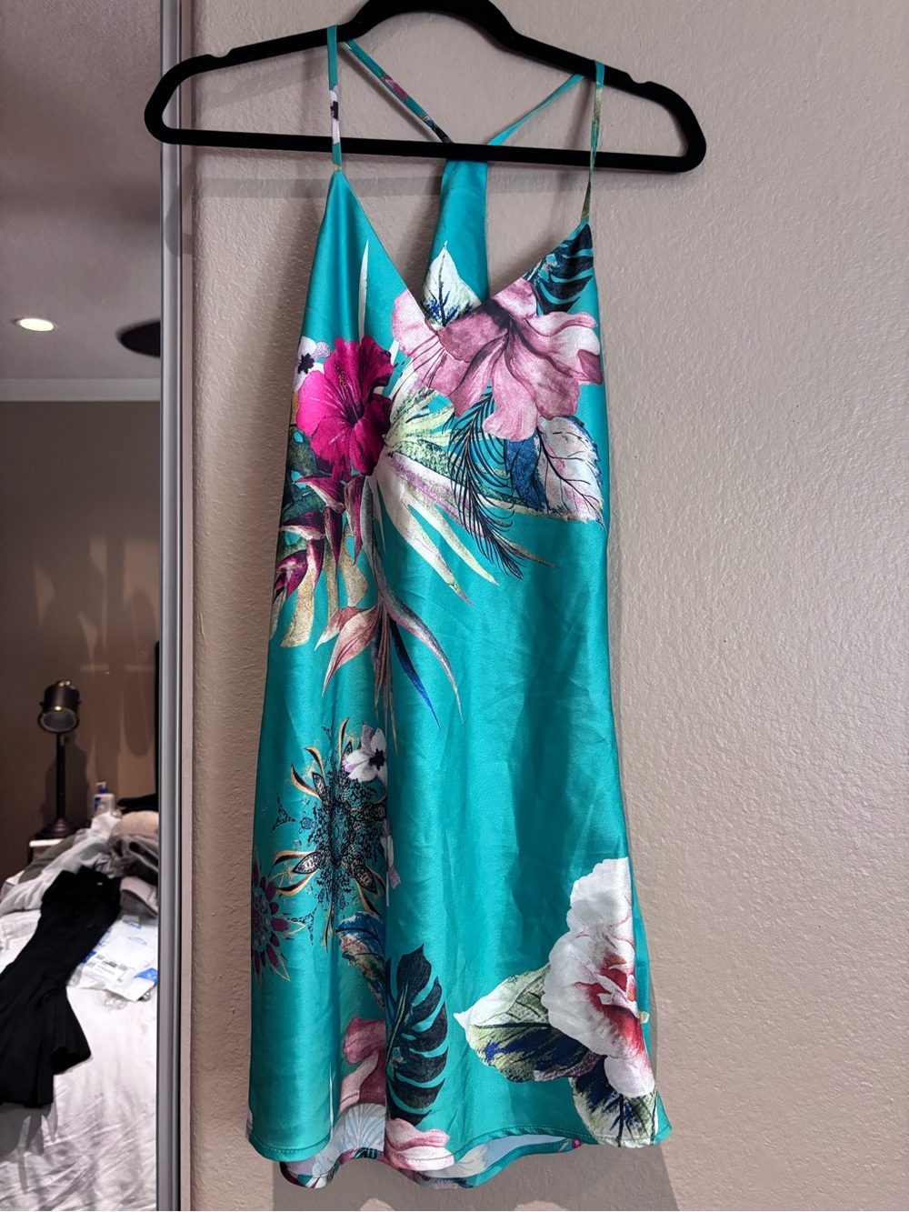 Green Floral Slip Mini Dress